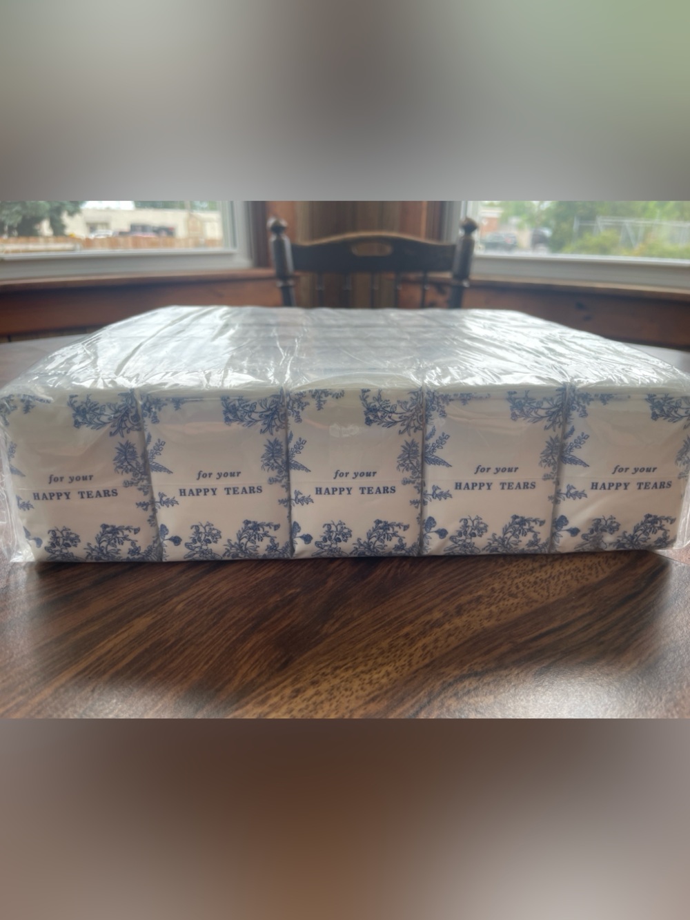 Pack of Decorative White Facial Tissues with Blue Floral Print